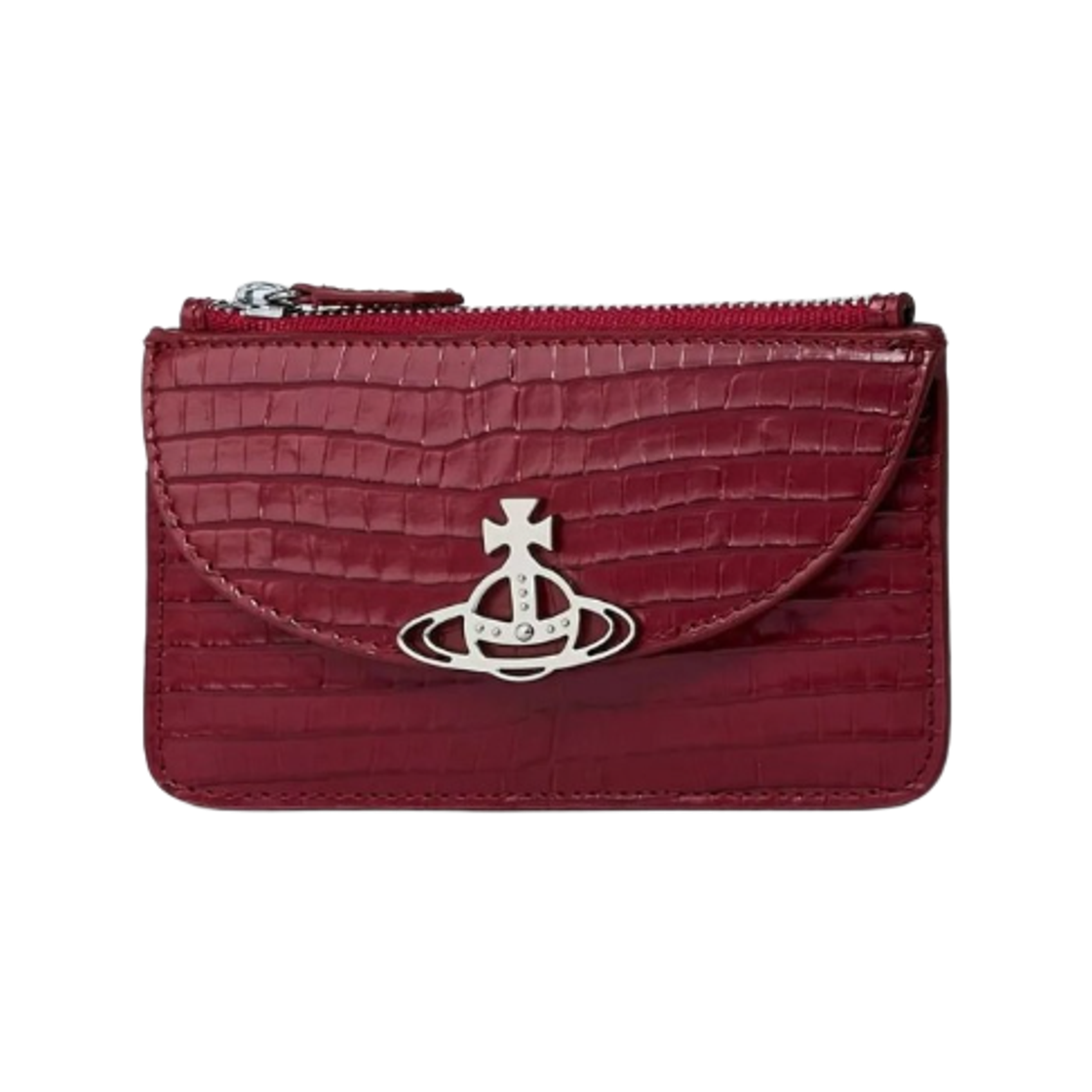 5402000DW-L00C0-H408 Vivienne Westwood Orb Plaque Croco Leather Card Holder Red