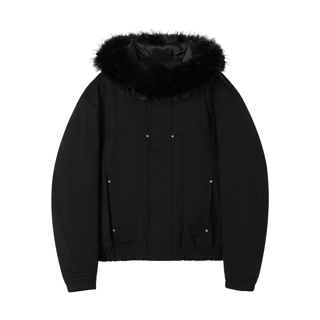 웨슬리휴스턴 벡스하운드 퍼 후드 울 점퍼 블랙(WESLEY HYUSTON Vexhound Fur Hood Wool Jumper Black)