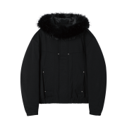 WESLEY HYUSTON Vexhound Fur Hood Wool Jumper Black