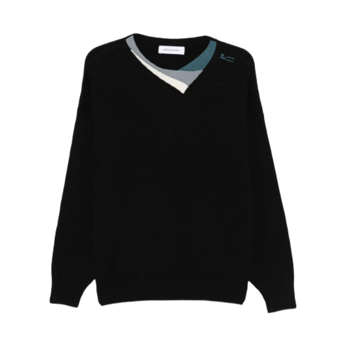 키코 코스타니노브 비그 멀티 칼라 점퍼 블랙 그린(Kiko Kostaninov Vig Multi Collar Jumper Black Green)