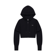 HDEX Womens Cable Knit Crop Hoodie Zip-Up Black