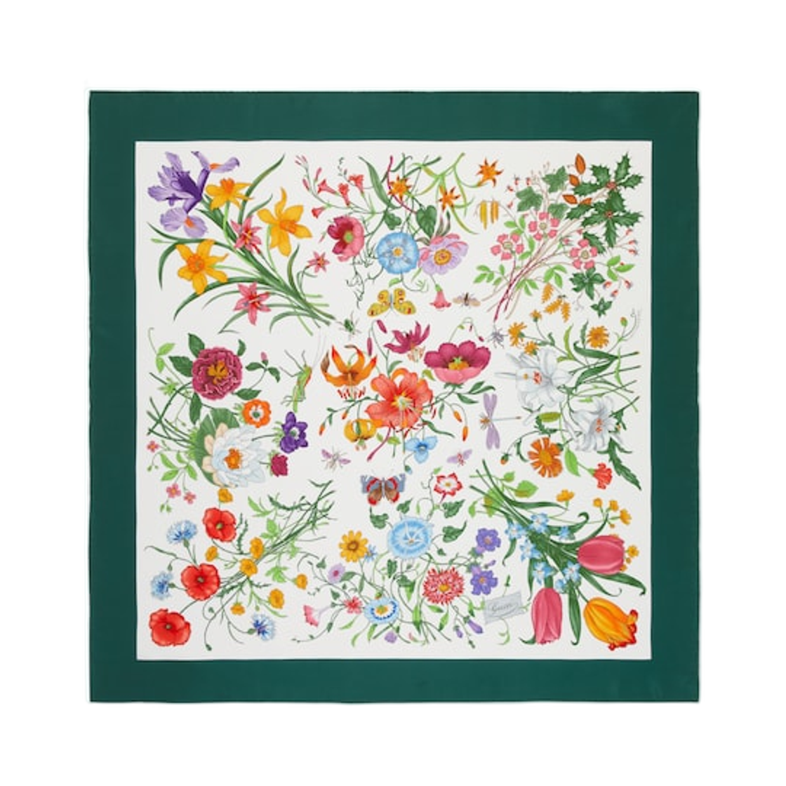(W) 구찌 프린티드 플로라 실크 트윌 까레 멀티컬러((W) Gucci Printed Flora Silk Twill Carre Multicolor) - 1