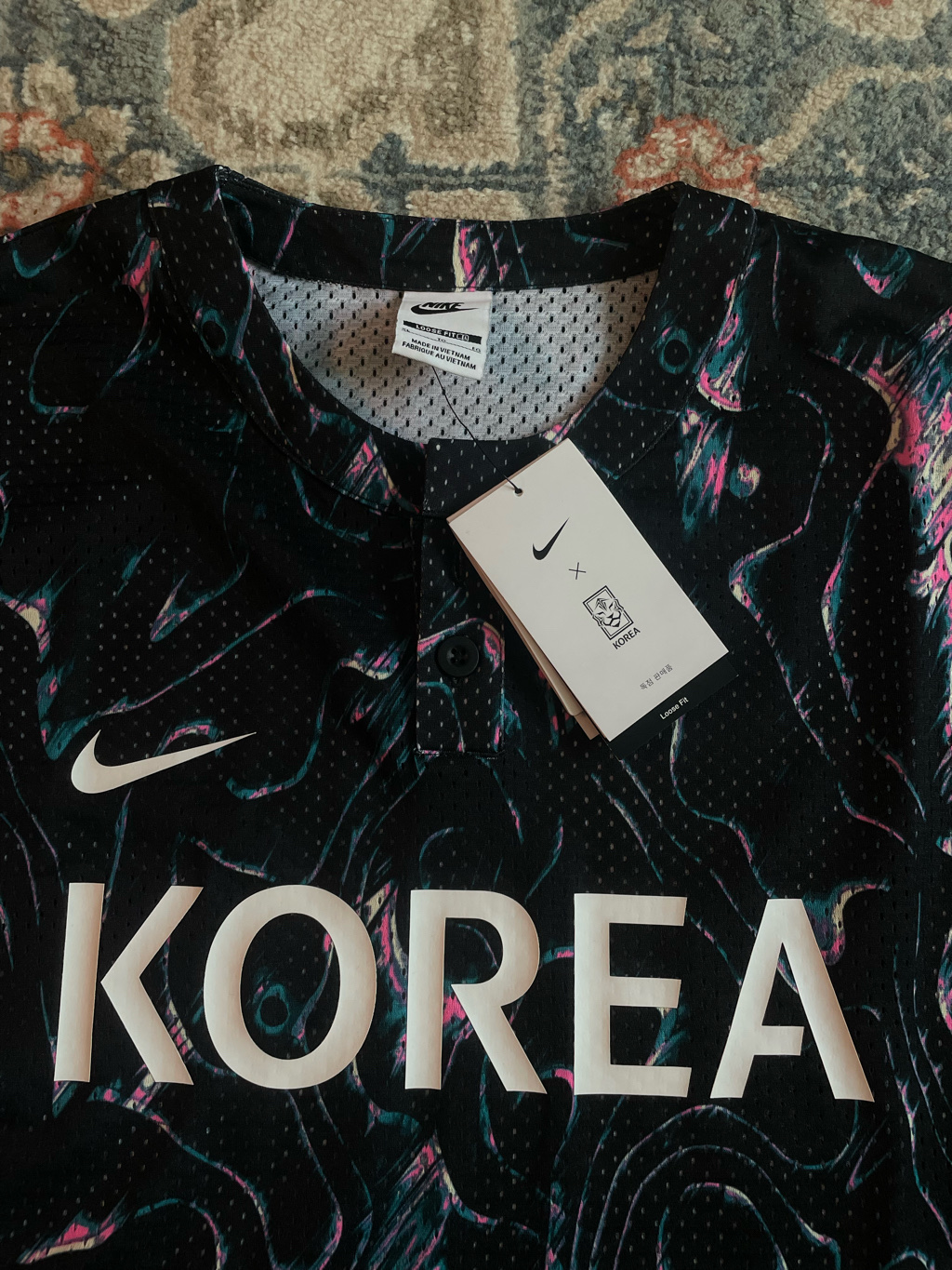 Nike Korea Baseball Jersey Black Pinksicle 착용 스타일 - 1