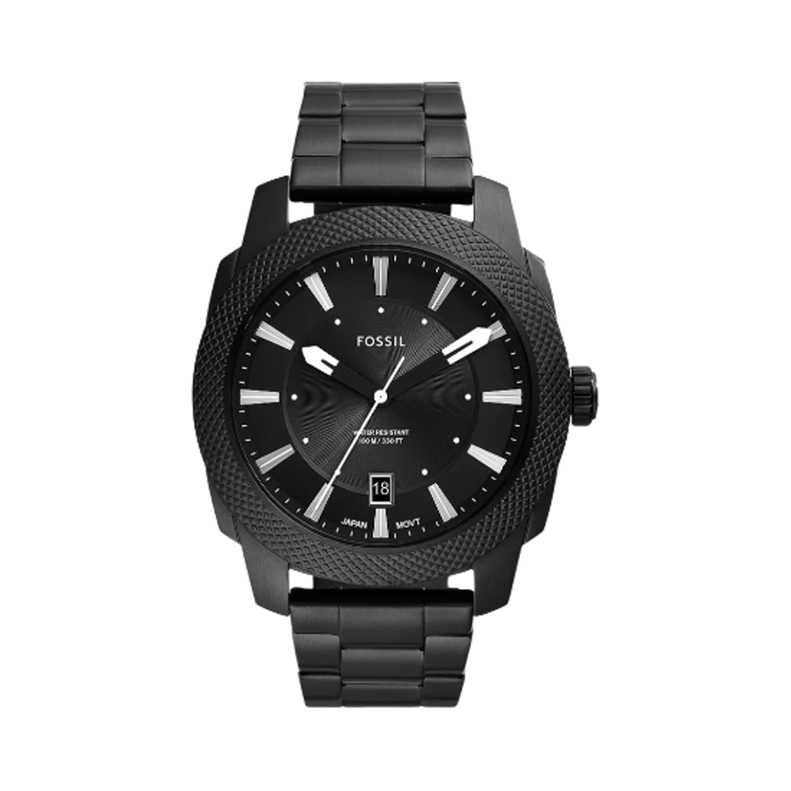 파슬 머신 쿼츠 쓰리핸드 데이트 49mm 스테인리스 스틸 블랙(Fossil Machine Quartz Three-Hand Date 49mm Stainless Steel Black)