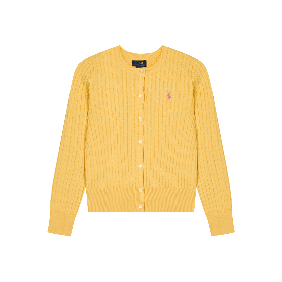 KW5CKNCRL58YL [10%적립] Polo Ralph Lauren Children Mini Cable Cotton Cardigan Banana Peel Laguna Beach Pink - 25FW