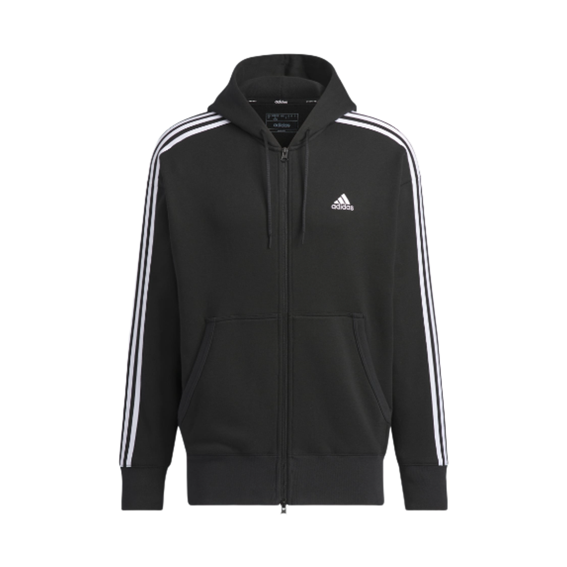 아디다스 에센셜+ 루즈 핏 3S 프렌치 테리 풀집 후드 블랙 - KR 사이즈(Adidas Essential+ Loose Fit 3S French Terry Full-Zip Hoodie Black - KR Sizing) - 1