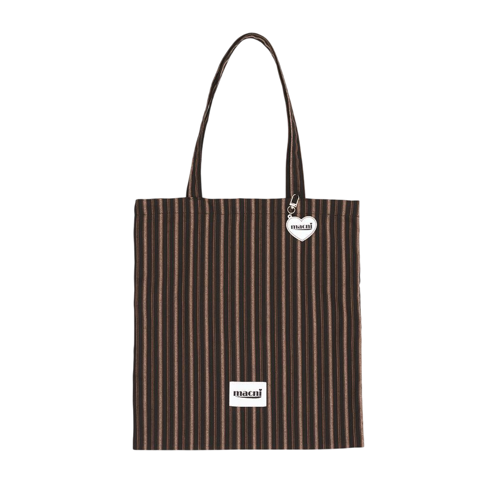 마크니 하트 스트라이프 에코백 블랙(MACNI Heart Stripe Eco Bag Black)