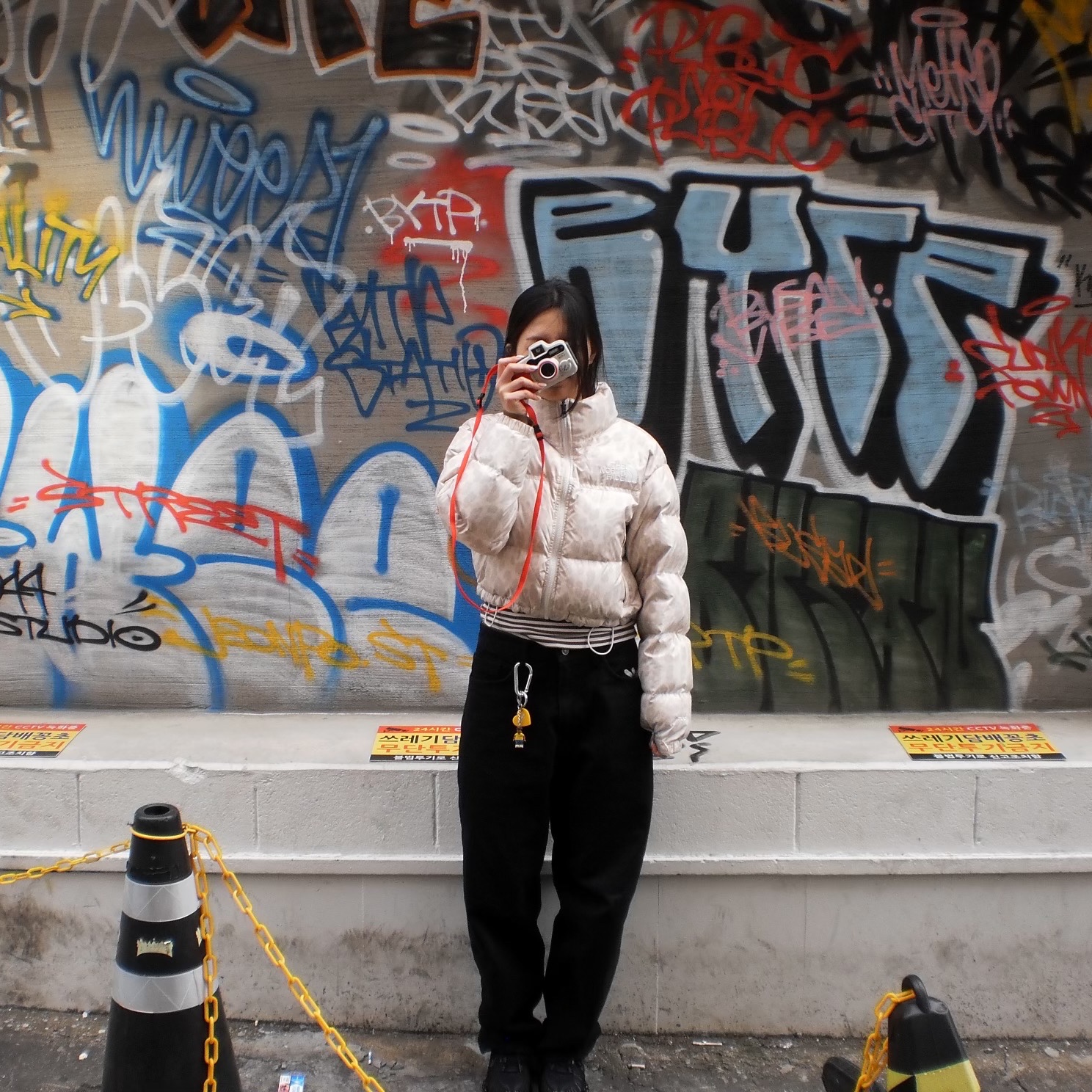 Labros Smart Daisy Baggy Jeans Black, (W) The North Face Print Nuptse Short Jacket Silver Grey Leopard Print 착용 스타일
