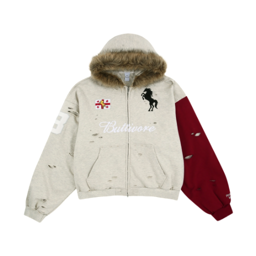 프로토콜 인덱스 버티보어 퍼 리닝 집 후드 오트밀 멜란지(Protocol Index Buttivore Fur Lining Zip Hoodie Oatmeal Melange)