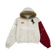 Protocol Index Buttivore Fur Lining Zip Hoodie Oatmeal Melange