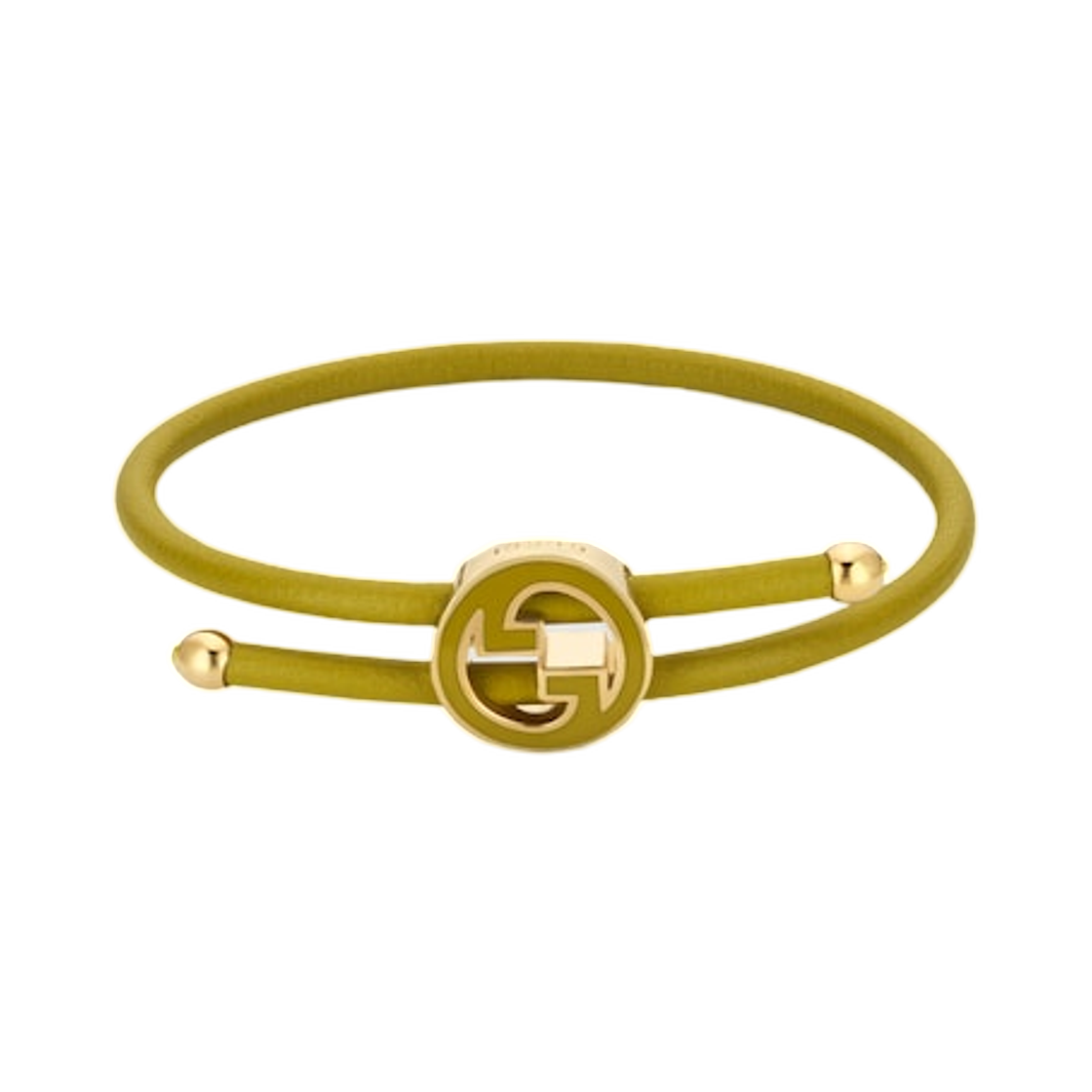 (W) 구찌 브레이슬릿 에나멜 라운드 인터로킹 G 머스타드 옐로우((W) Gucci Bracelet with Enamel Round Interlocking G Mustard Yellow) - 1