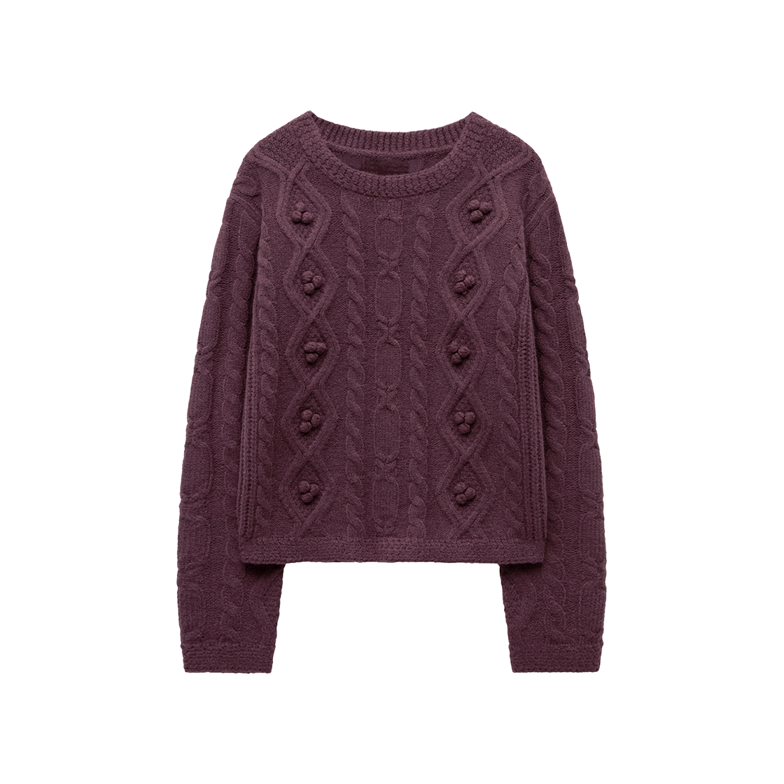 MF259OPO002CPPFR Margarin Fingers Argyle Pompom Knit Purple