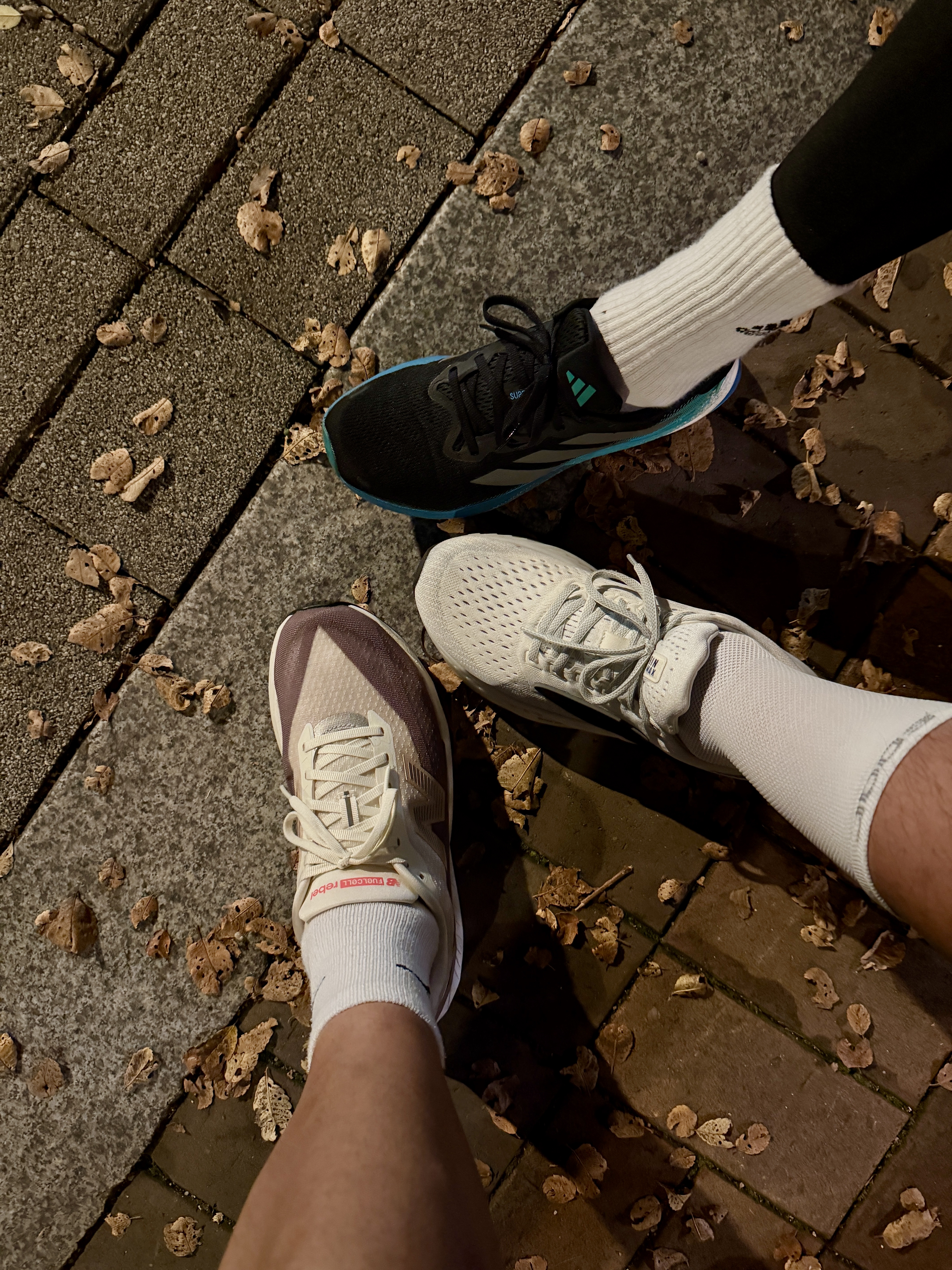 Brooks Running Glycerin Max Grey - D Medium, New Balance FuelCell Rebel v5 Angora Earth Shadow Sea Salt - D Standard 착용 스타일