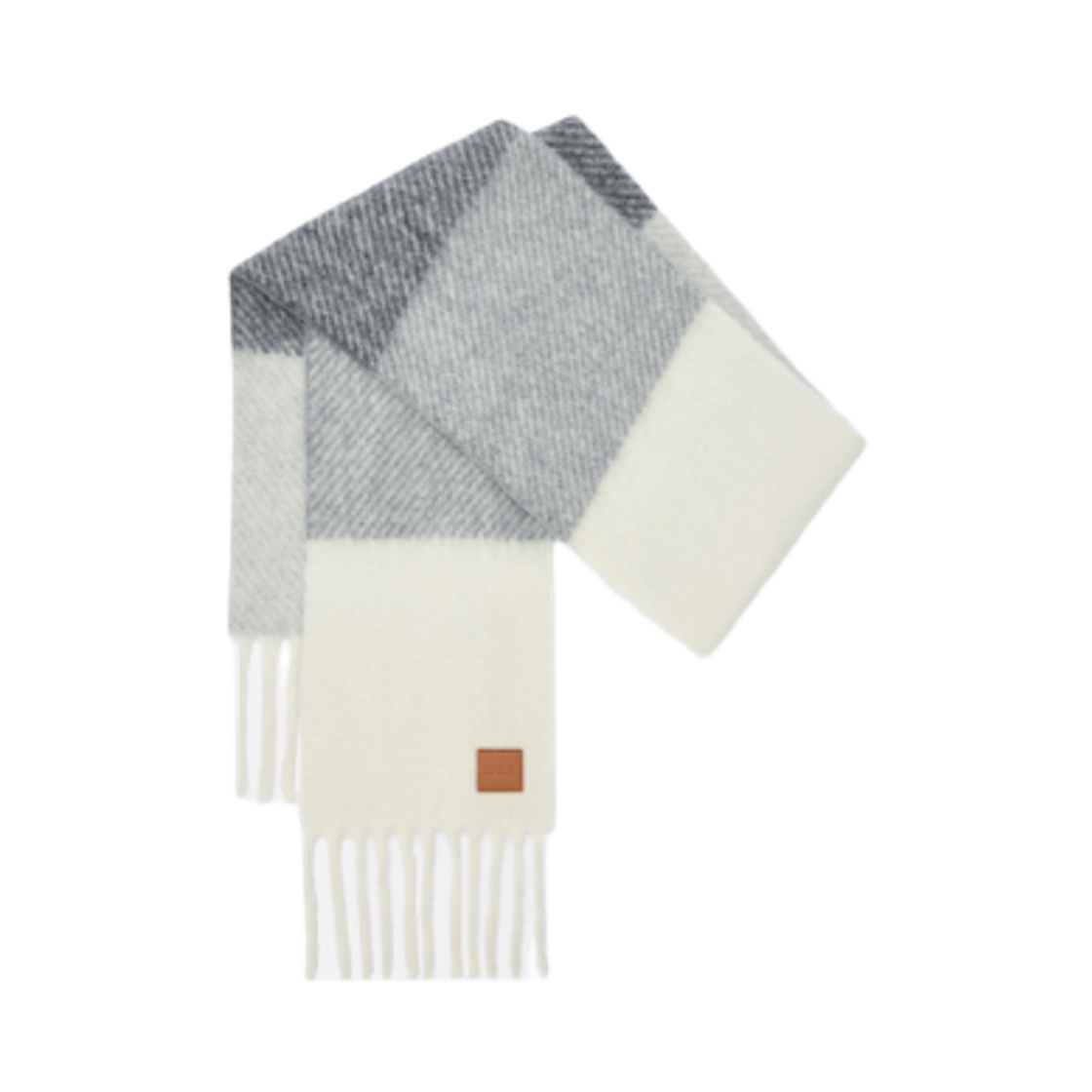 (W) 로에베 알파카 울 머플러 그레이 화이트((W) Loewe Alpaca and Wool Muffler Grey White)