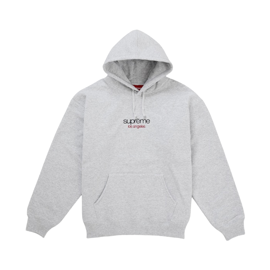 - Supreme Classic Logo Los Angeles Shop Hooded Sweatshirt Heather Grey - 25FW