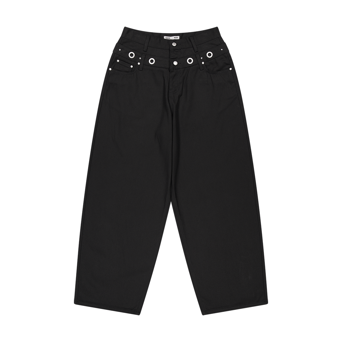 25NNFWBPTF002BK NIIER NOR Eyelet Double Waist Pants Black