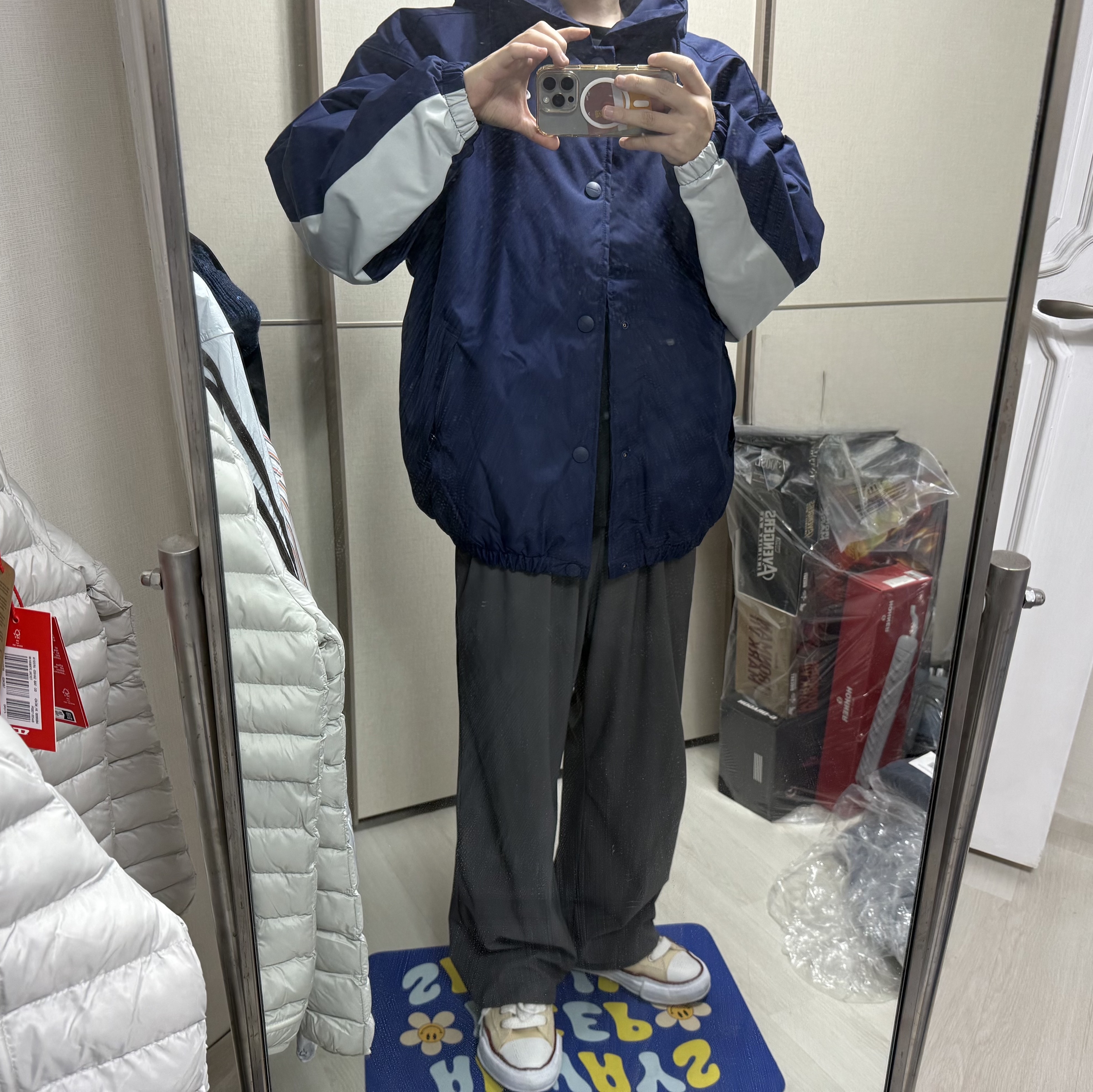 Nike Solo Swoosh Puffer Midnight Navy White - US/EU, Maison Mihara Yasuhiro Peterson OG Sole Canvas Low-top Sneakers Natural 착용 스타일 - 3