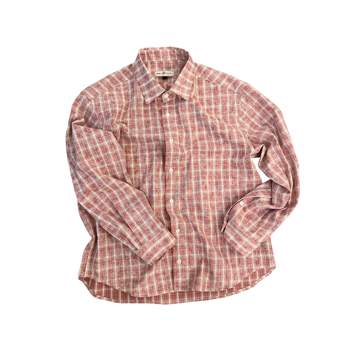 AOIRO_16 Aoiro Cropped Checked Shirt Berry Parfait