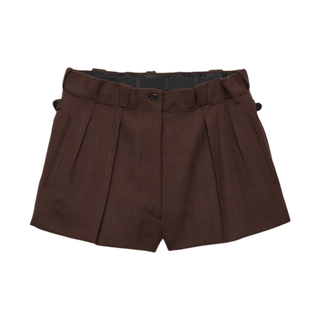 P273JG-17YU-F0192 (W) Prada Chevron Wool Shorts Ebony