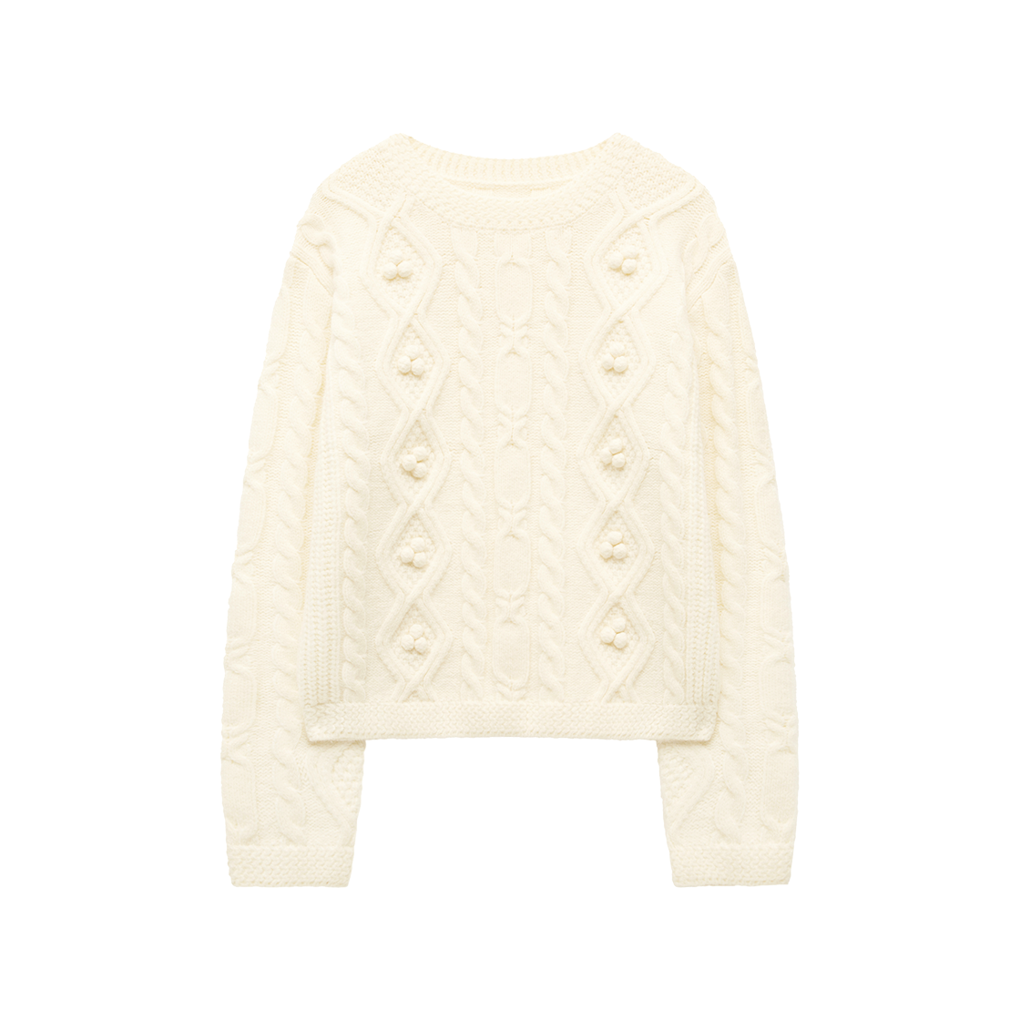 MF259OPO002CIVFR Margarin Fingers Argyle Pompom Knit Ivory