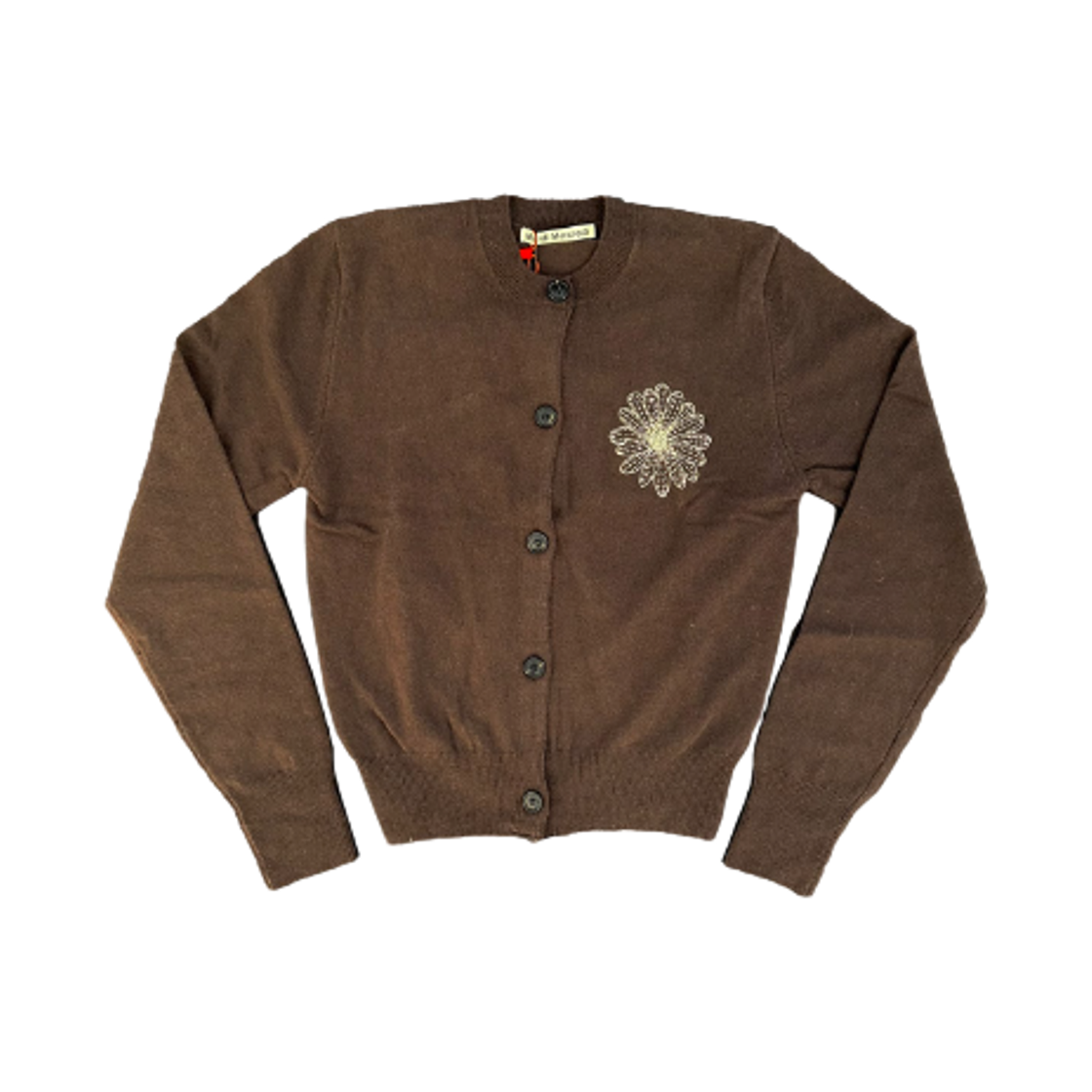 (W) 마르디 메크르디 라운드 넥 라쿤 블렌디드 가디건 브라운 베이지((W) Mardi Mercredi Round Neck Raccoon Blended Cardigan Brown Beige)