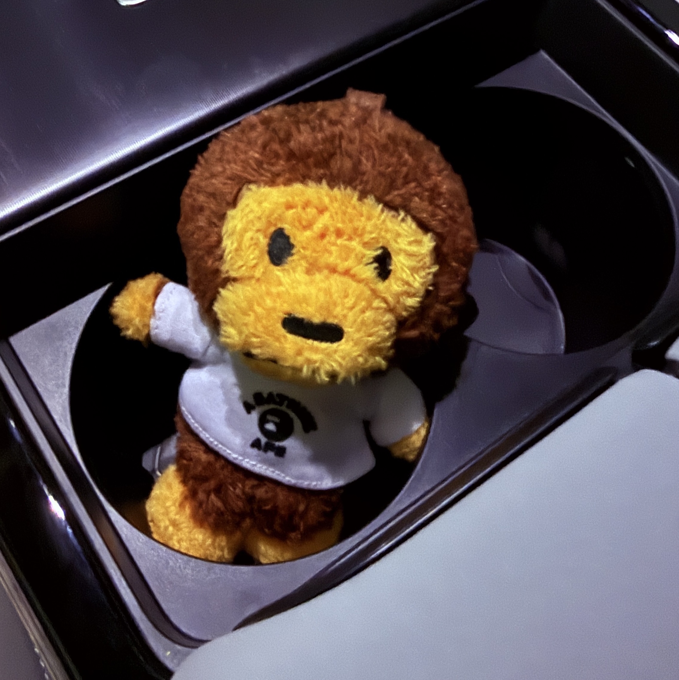 BAPE Baby Milo College T-Shirt Plush Doll Key Chain Brown 착용 스타일 - 2