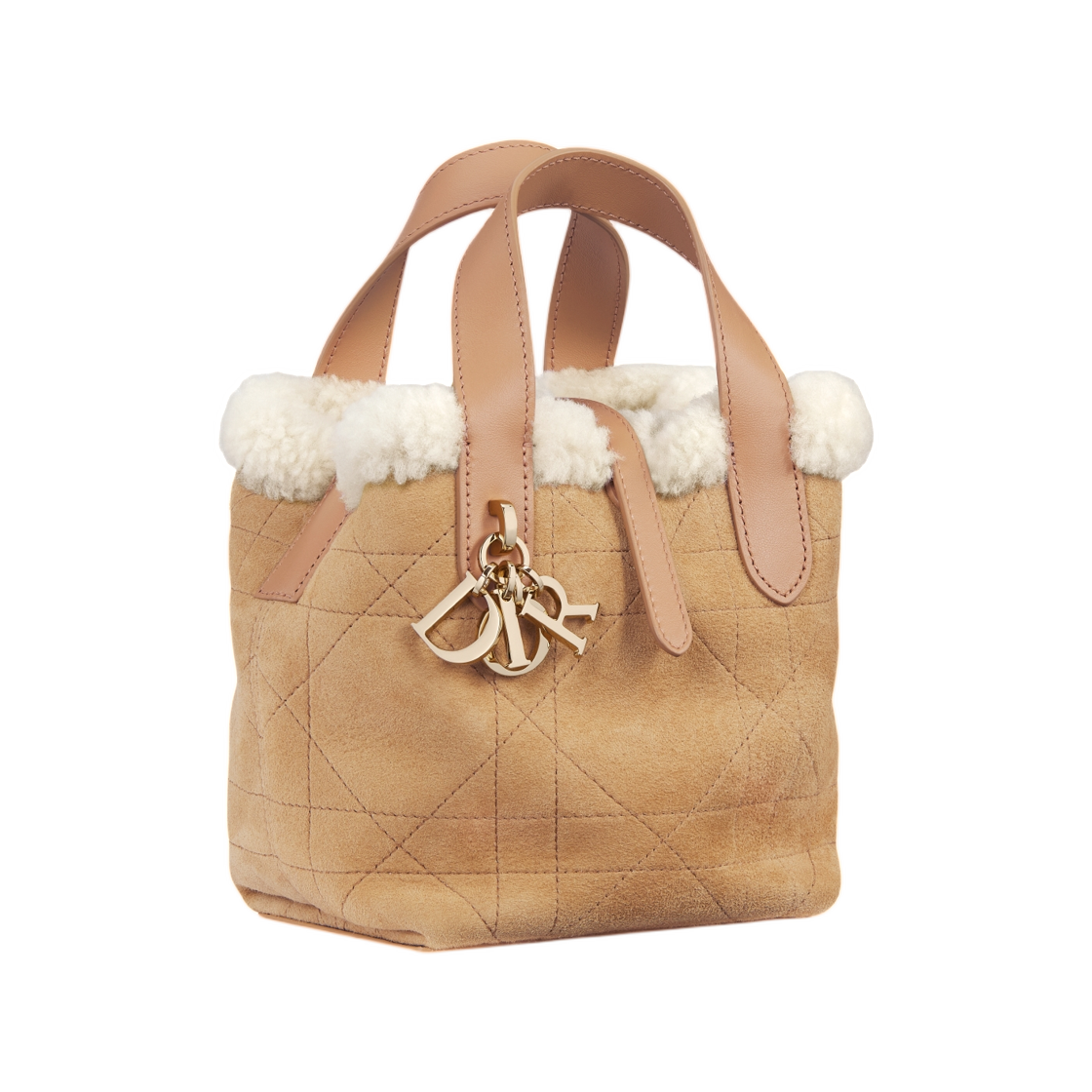 디올 디올알프스 디올 뚜주흐 버티컬 나노 토트 매크로 까나쥬 스웨이드 카프스킨 앤 메리노 울 베이지 에크루(Dior Dioralps Dior Toujours Vertical Nano Tote Macro Cannage Suede Calfskin And Merino Wool Beige Ecru) - 2