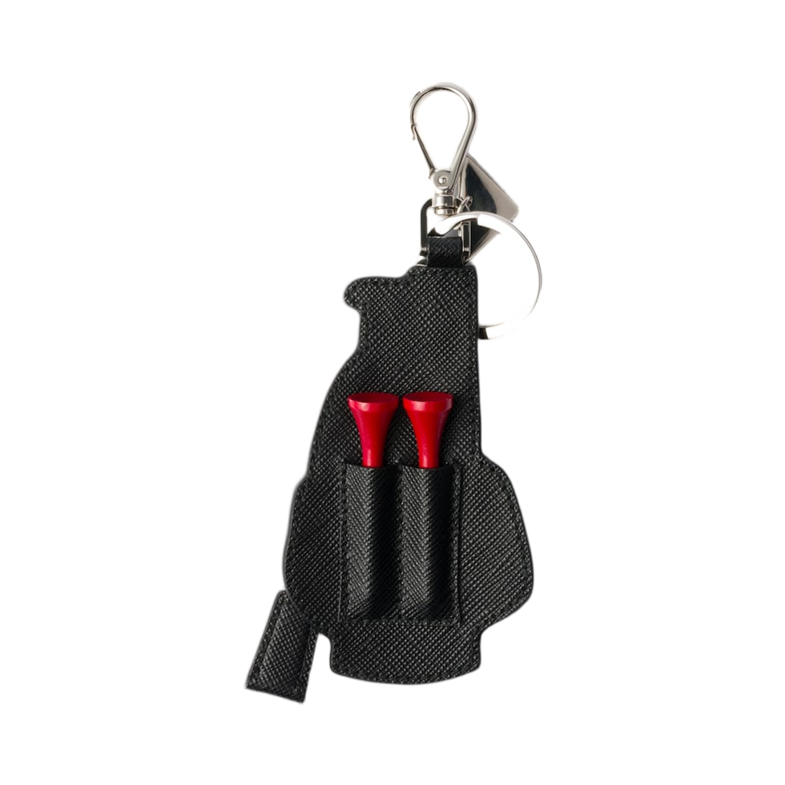 프라다 사피아노 레더 골프 티 백 참 블랙 파이어리 레드(Prada Saffiano Leather Golf Tee Bag Charm Black Fiery Red) - 2