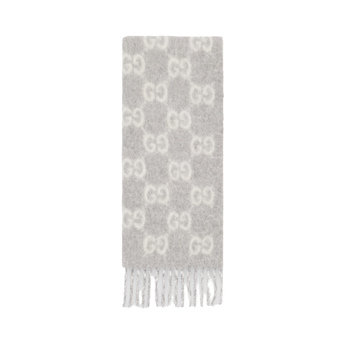 (W) 구찌 GG 알파카 울 블렌드 머플러 라이트 그레이 화이트((W) Gucci GG Alpaca Wool Blend Muffler Light Grey White) - 1