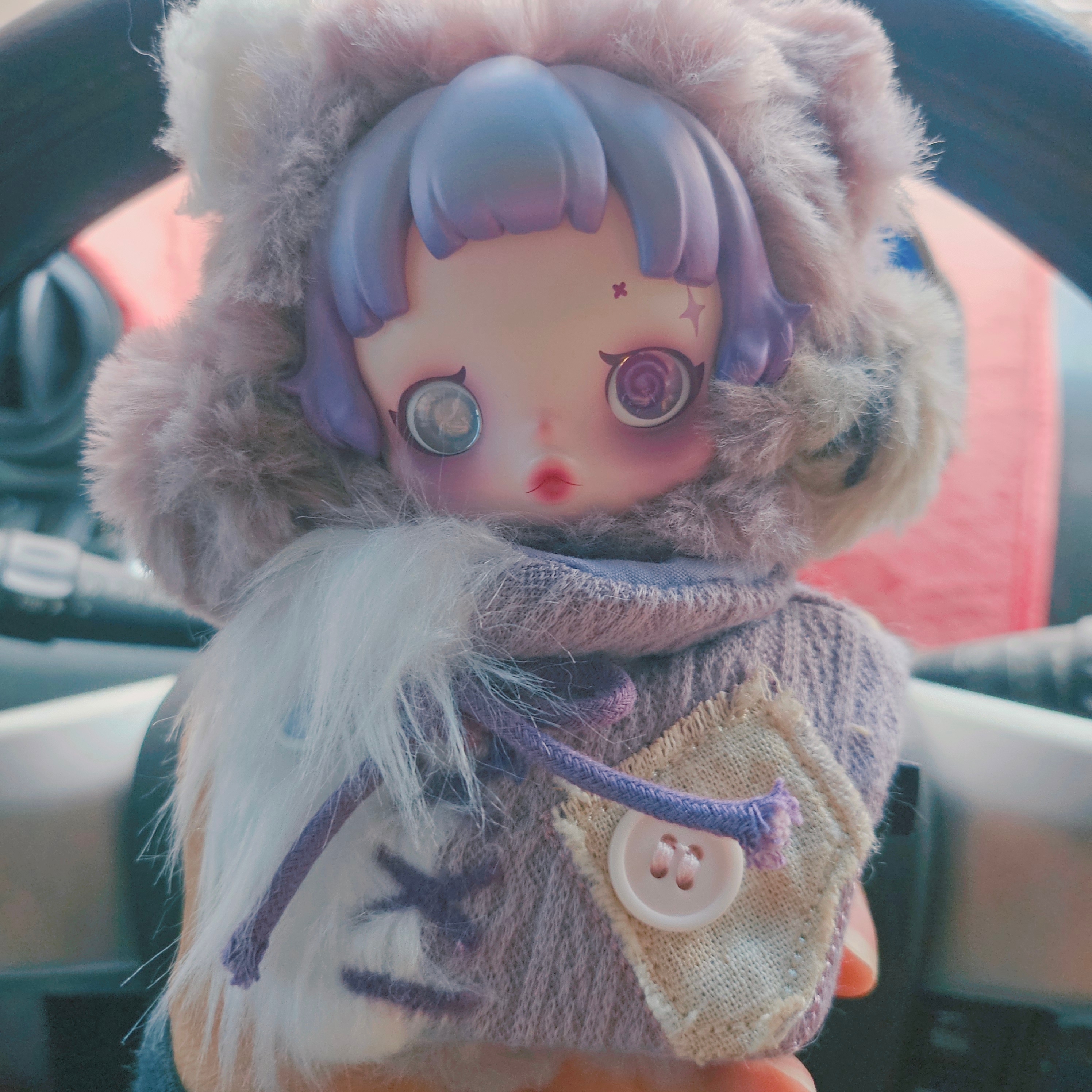 Pop Mart Skullpanda You Found Me ! Series Plush Doll Pendant Ratty Bear (Opened Case) 착용 스타일 - 1