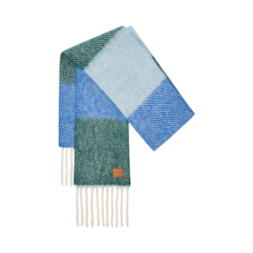 (W) 로에베 알파카 울 머플러 블루 그린((W) Loewe Alpaca and Wool Muffler Blue Green)
