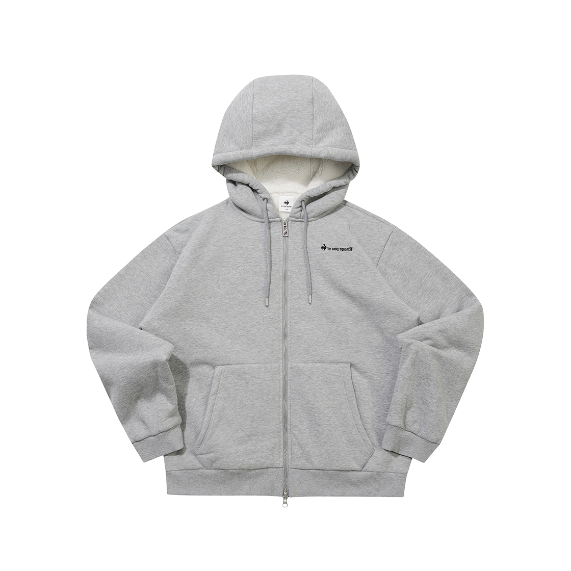 QQ423LFTO1_MGR0 le coq sportif Unisex Sherpa Loose Hooded Zip-Up (Mgr)H. Grey