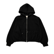 Undermycar MU.148 Combi Bonded Crop Sweat Hood Zip-Up Black