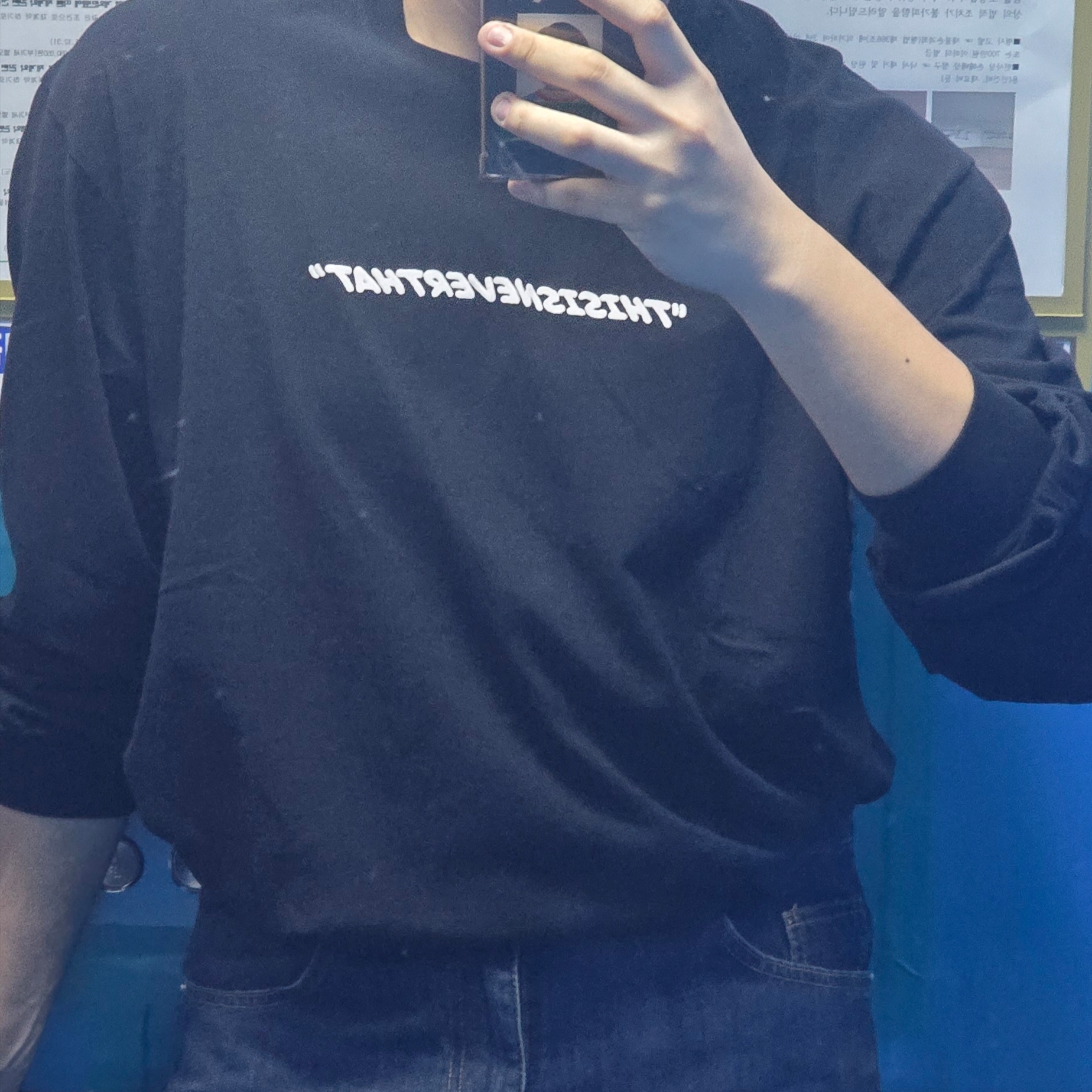 Thisisneverthat T-Logo L/S T-Shirt Black 착용 스타일