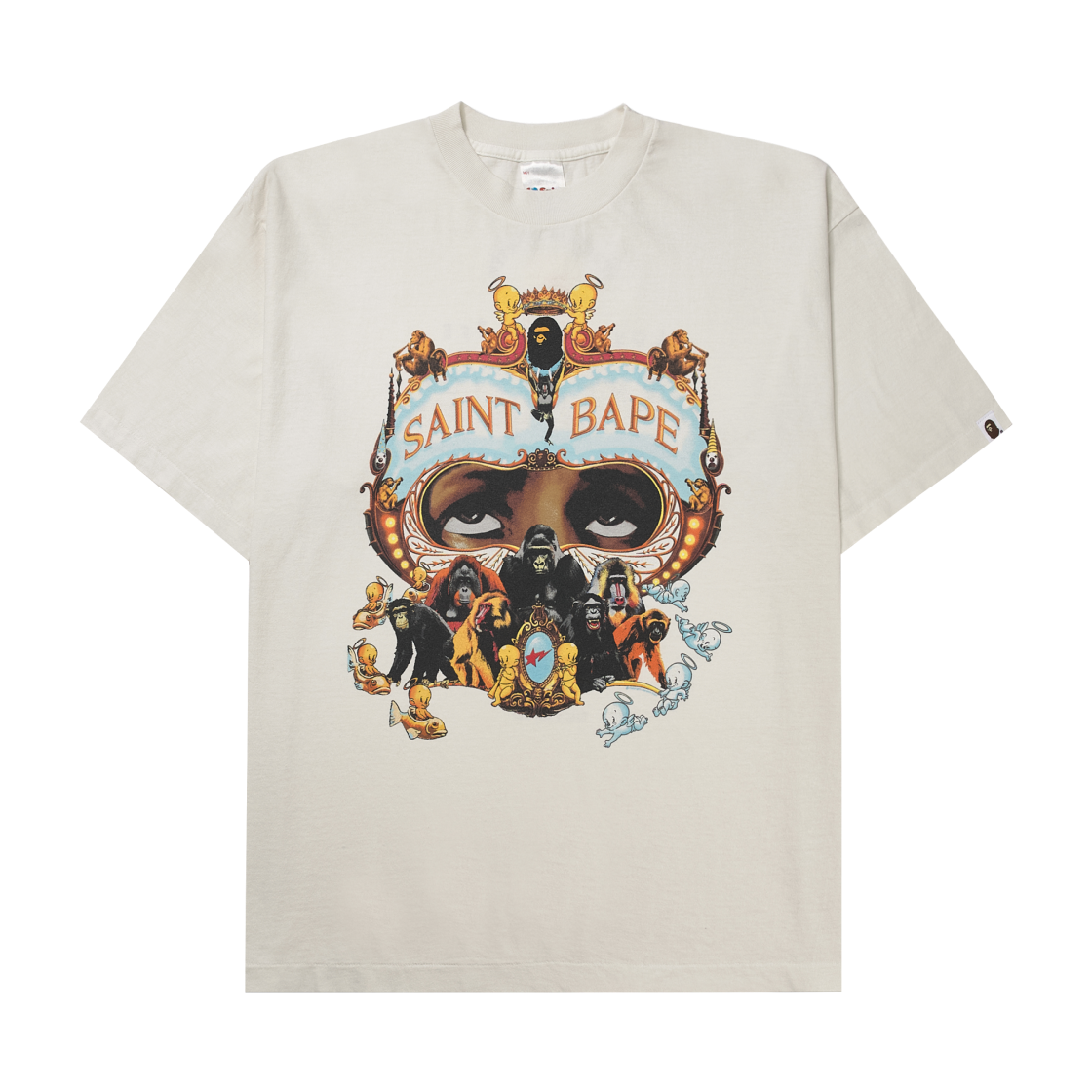 세인트 마이클 x 베이프 제너레이션 숏슬리브 티셔츠 화이트 - 25AW(Saint Mxxxxxx x BAPE Generation S/S T-Shirt White - 25AW)