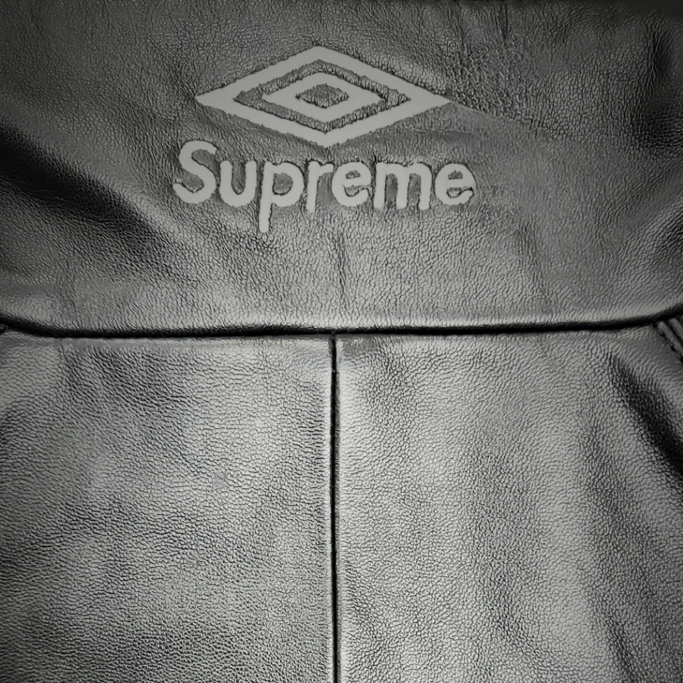 Supreme x Umbro Leather Track Jacket Black - 25FW 착용 스타일