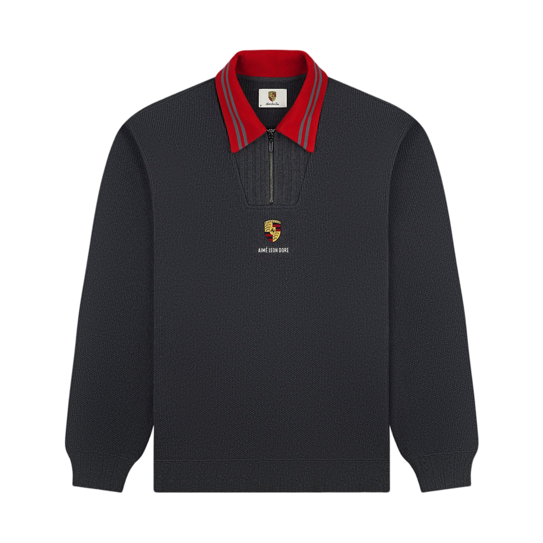 - Aime Leon Dore x Porsche Jacquard Collar Quarter Zip Pullover Charcoal