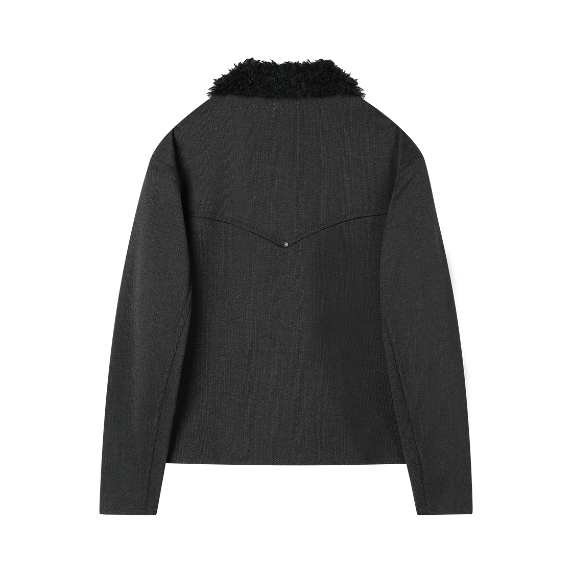 웨슬리휴스턴 더스트 라인 퍼 칼라 헤링본 자켓 블랙(WESLEY HYUSTON Dust Line Fur Collar Herringbone Jacket Black) - 2