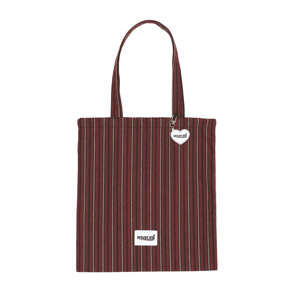 마크니 하트 스트라이프 에코백 레드(MACNI Heart Stripe Eco Bag Red)
