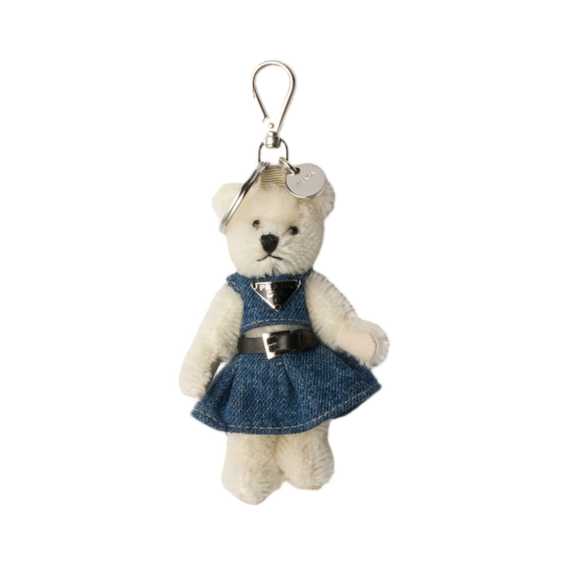 1TO059-2HKY-F0009 Prada Teddy Keychain Charm White