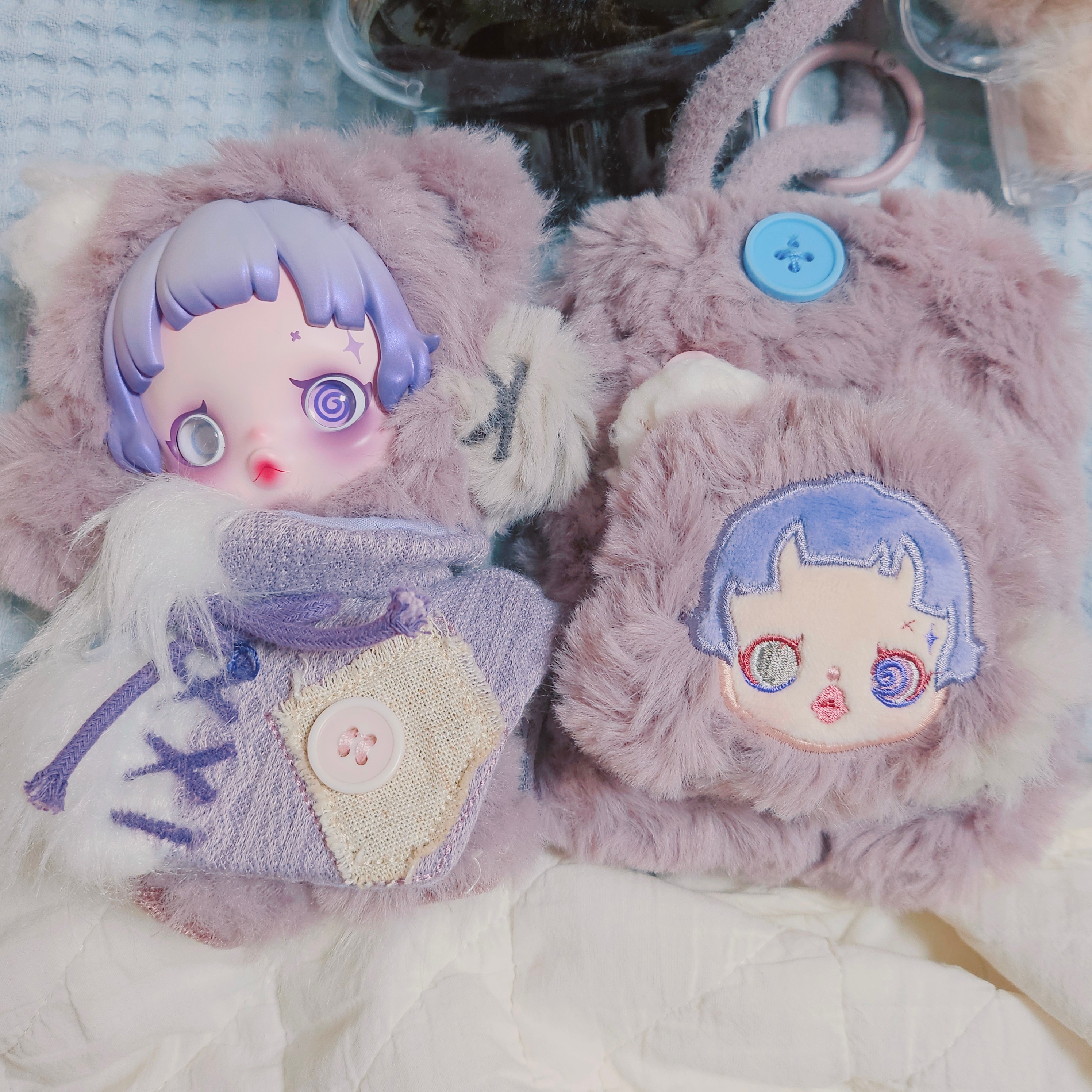 Pop Mart Skullpanda You Found Me ! Series Plush Doll Pendant Ratty Bear (Opened Case) 착용 스타일 - 3