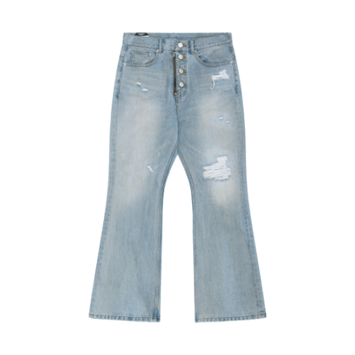 - Protocol Index Double Closure Flared Denim Pants Blue