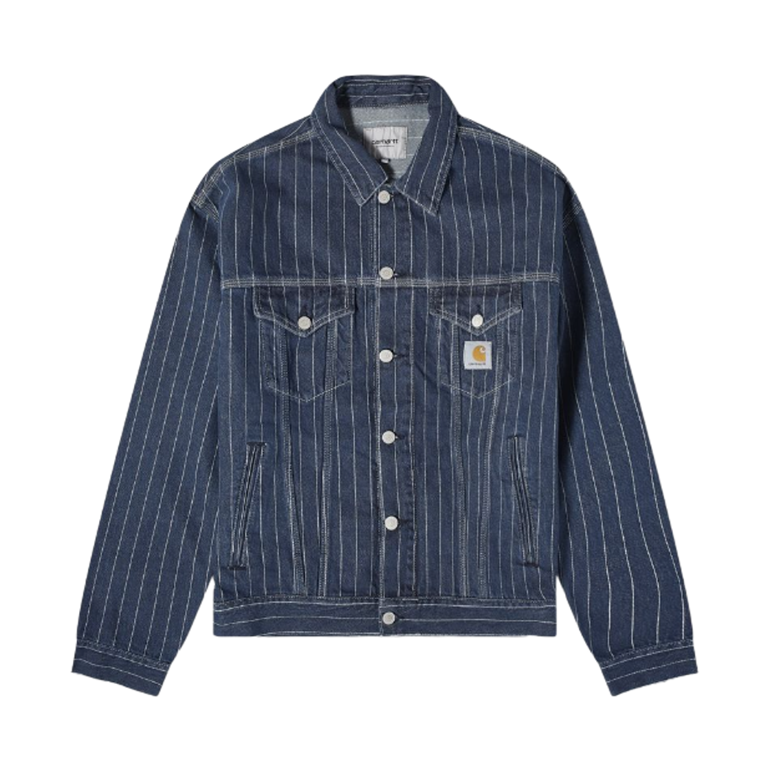 칼하트 WIP 올리언 스트라이프 데님 자켓 블루 화이트 스톤 워시드(Carhartt WIP Orlean Stripe Denim Jacket Blue White Stone Washed) - 1