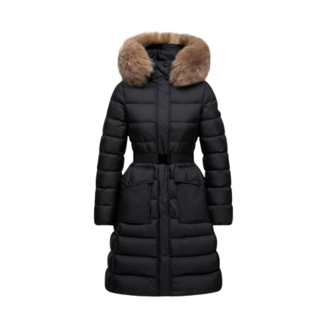 (W) 몽클레르 클로에쎄 후드 시어링 트리밍 롱 다운 자켓 블랙 베이지 - 25FW((W) Moncler Khloesse Hooded Shearing Trim Long Down Jacket Black Beige - 25FW)