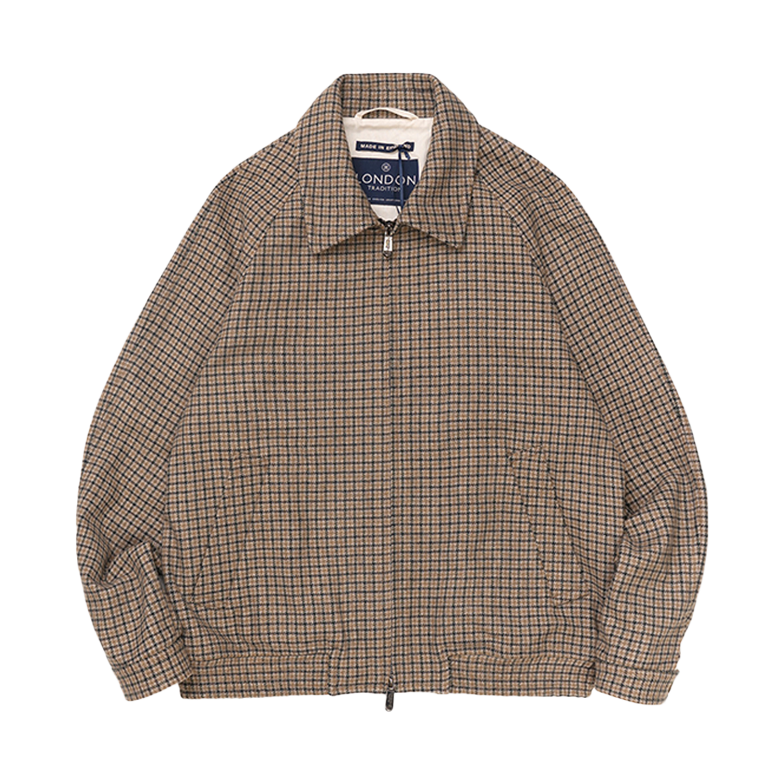 25lon02 London Tradition Collar Wool Blouson Navy Check 432