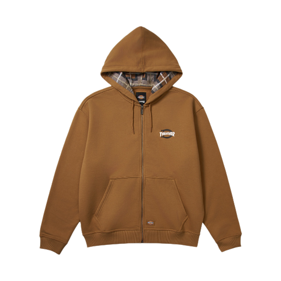 디키즈 x 트레셔 지퍼 후드 브라운 덕스(Dickies x Thrasher Zippered Hoodie Brown Duck)