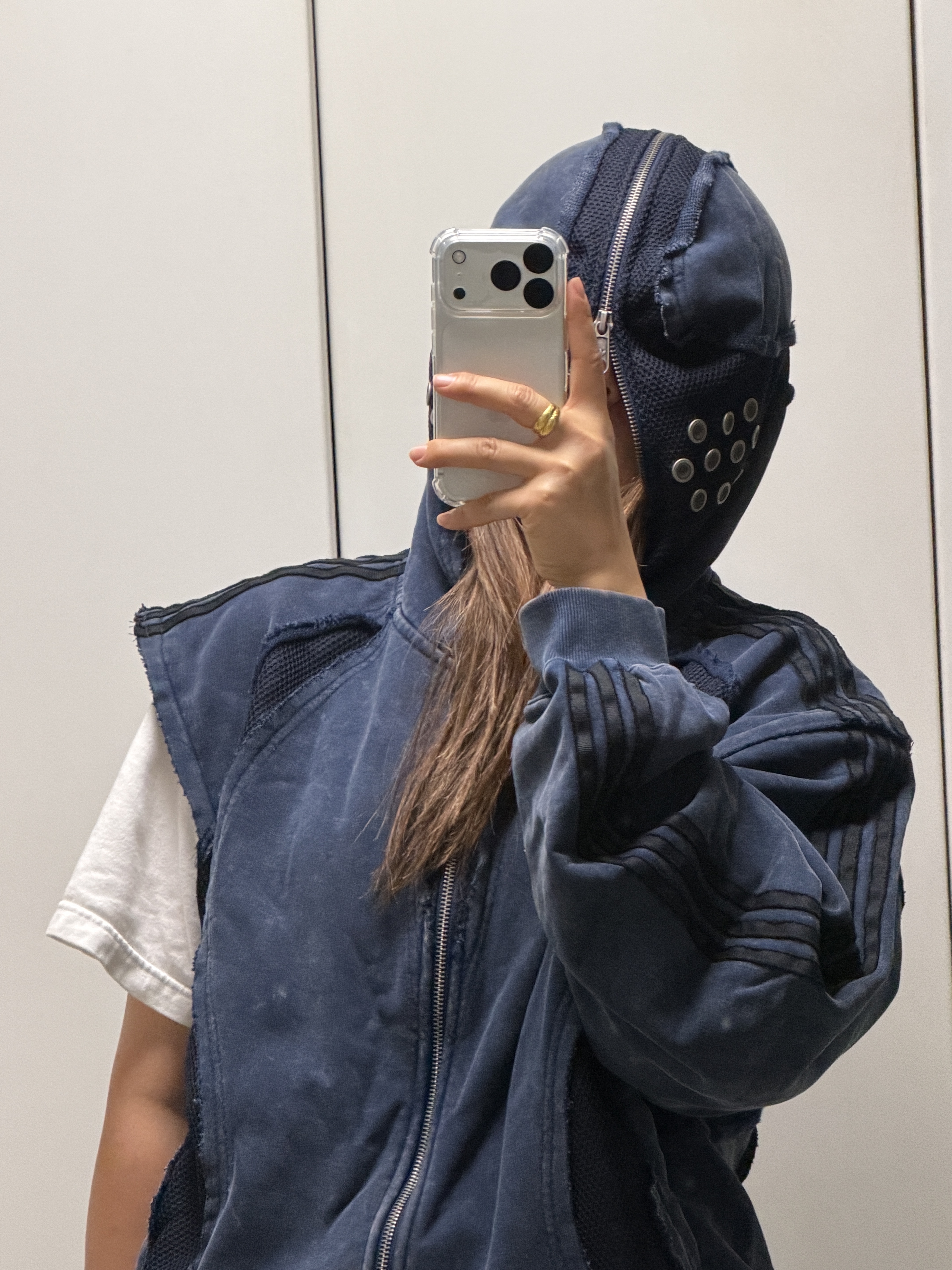 Adidas x Thug Club Teamgeist Sweat Hooded Zip Up Night Indigo - KR Sizing, Adidas x Thug Club Woven Track Top Light Onix Silver Metallic - KR Sizing 착용 스타일 - 1