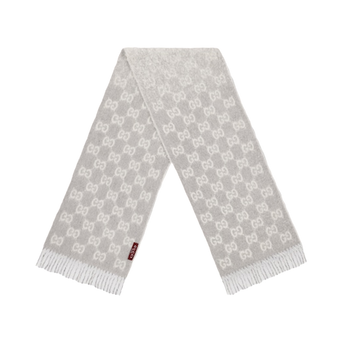 (W) 구찌 GG 알파카 울 블렌드 머플러 라이트 그레이 화이트((W) Gucci GG Alpaca Wool Blend Muffler Light Grey White) - 2