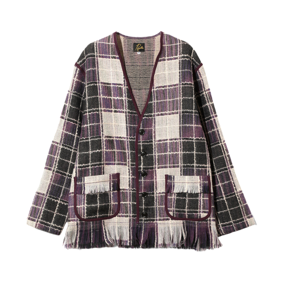 니들스 프린지 가디건 울 플레이드 퍼플(Needles Fringe Cardigan Wool Plaid Purple) - 1