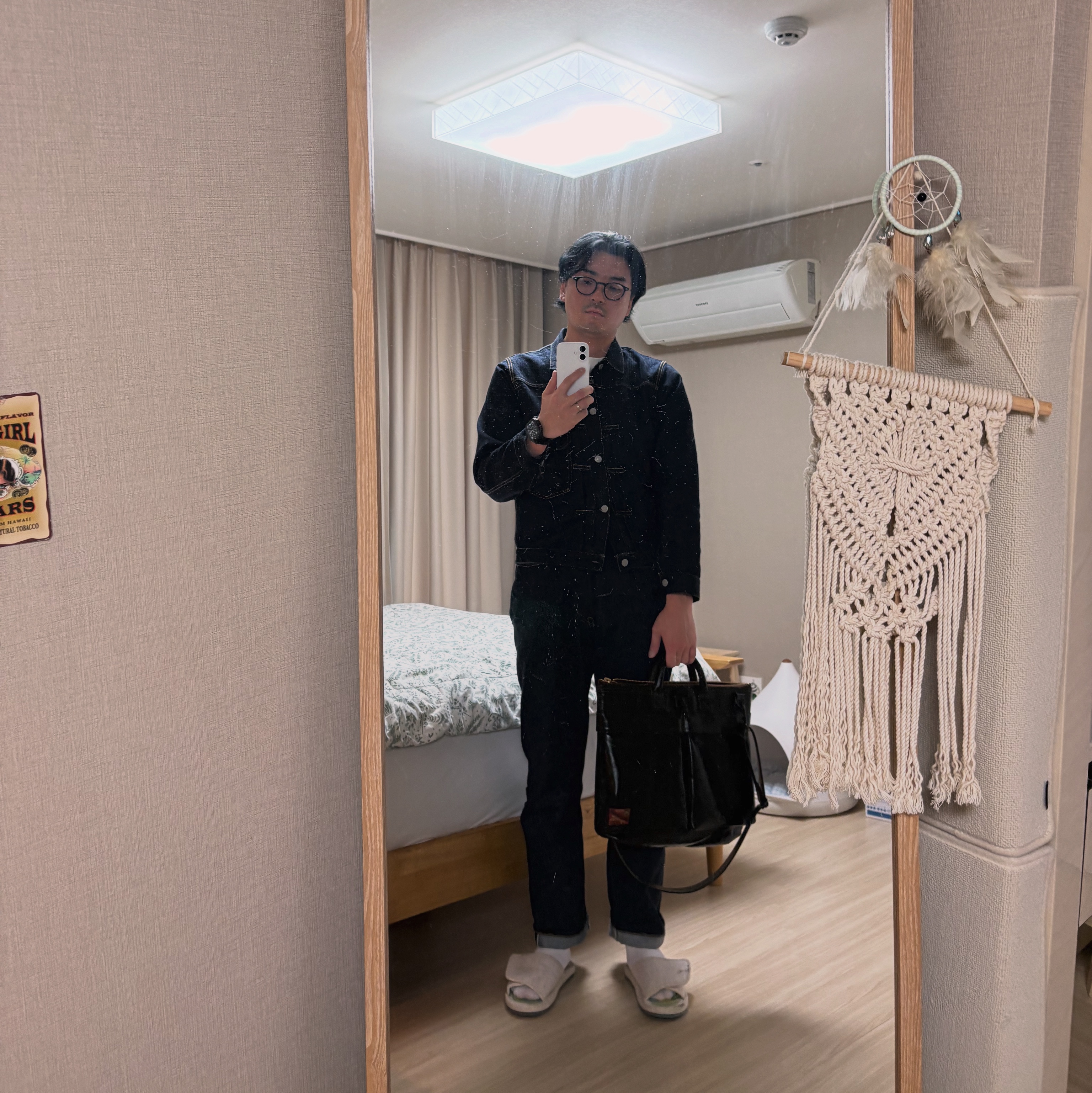 Fullcount 1101W Straight Denim One Wash Indigo Blue, Fullcount 2107W-20 Type 1 Denim Jacket One Wash Indigo Blue - Red Tab 착용 스타일